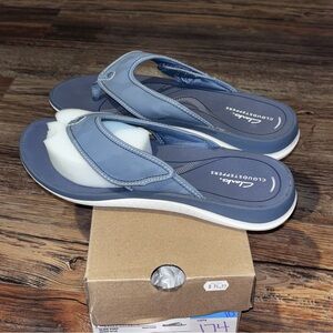 NEW CLARKS Women's Cloudsteppers Glide Post Denim Blue Flip Flops Size 11